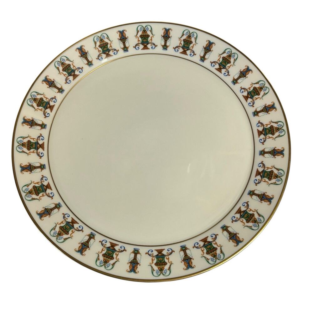 Vintage Lenox Lido 13" Round Serving Platter White Porcelain 24K Gold Trim